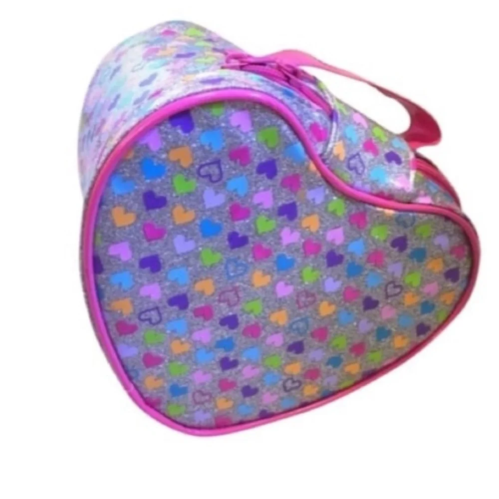 Glitter Heart Carry Case | Sparkle Cosmetic Bag | Kids Travel Pouch